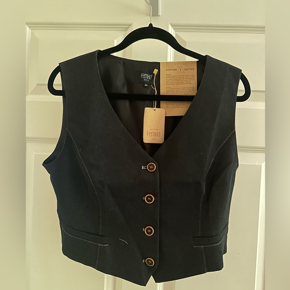 FEMKIT dark denim vest size 42 - Picture 2 of 9